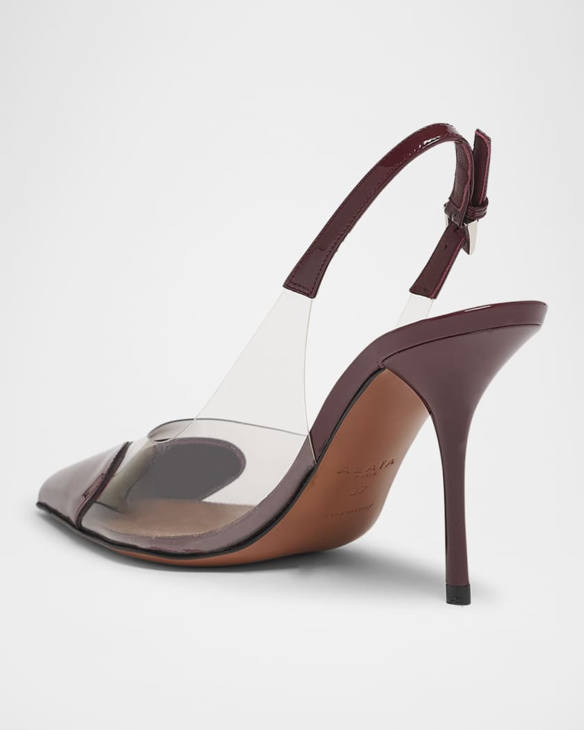 Coeur Clear Patent Heart-Toe Slingback Pumps