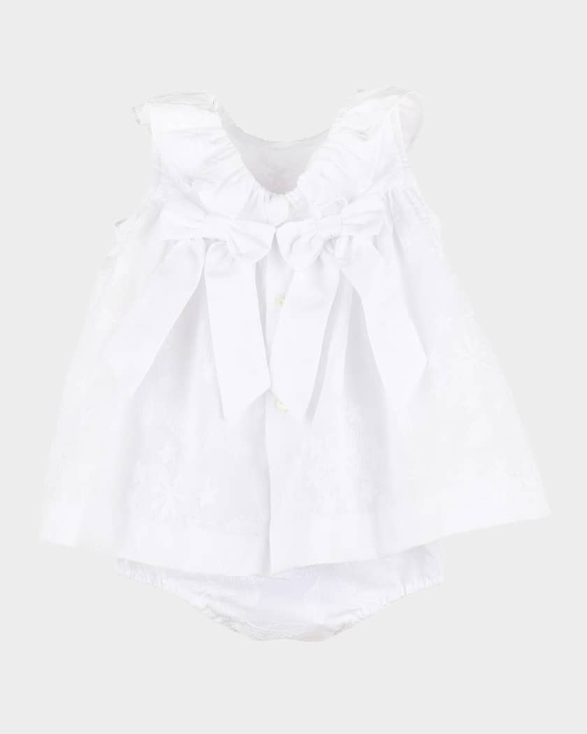 Girl's Ruffle Collar Floral Embroidered Dress, Size 6M-3