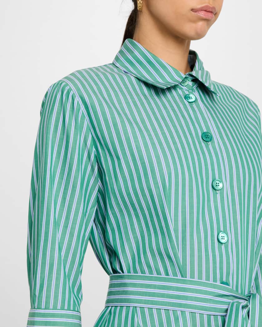 Valerie Striped Cotton Midi Shirtdress