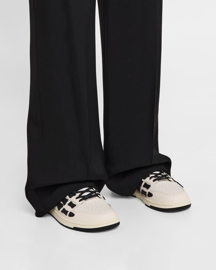 Men's Checkered Skeleton Low-Top Leather Sneakers