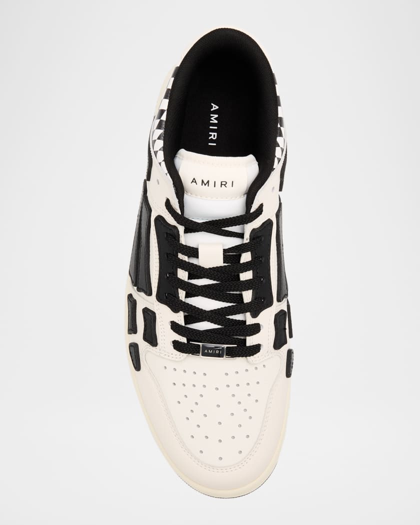 Men's Checkered Skeleton Low-Top Leather Sneakers