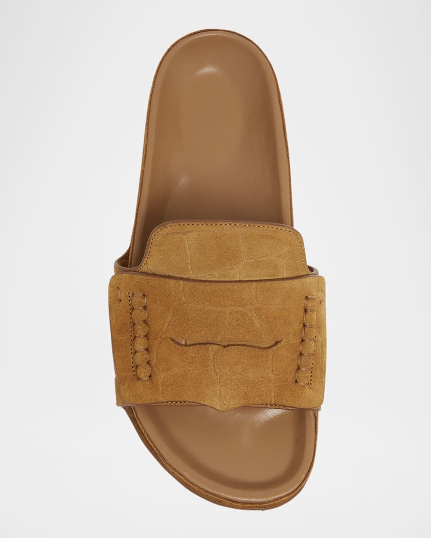 Les Sandales Croc-Embossed Leather Sandals