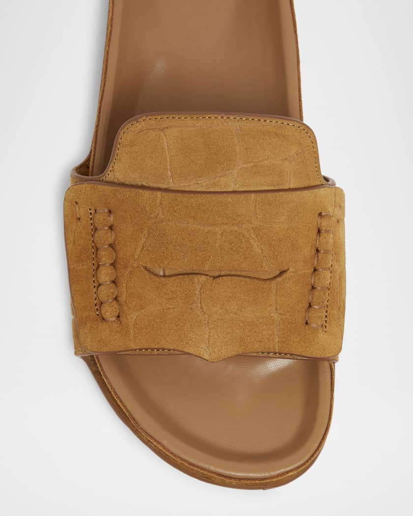 Les Sandales Croc-Embossed Leather Sandals