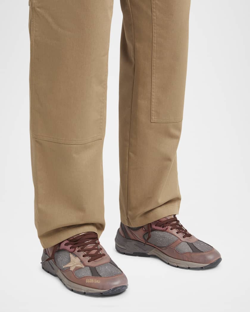 Men's Running Dad Mesh and Leather Sneakers