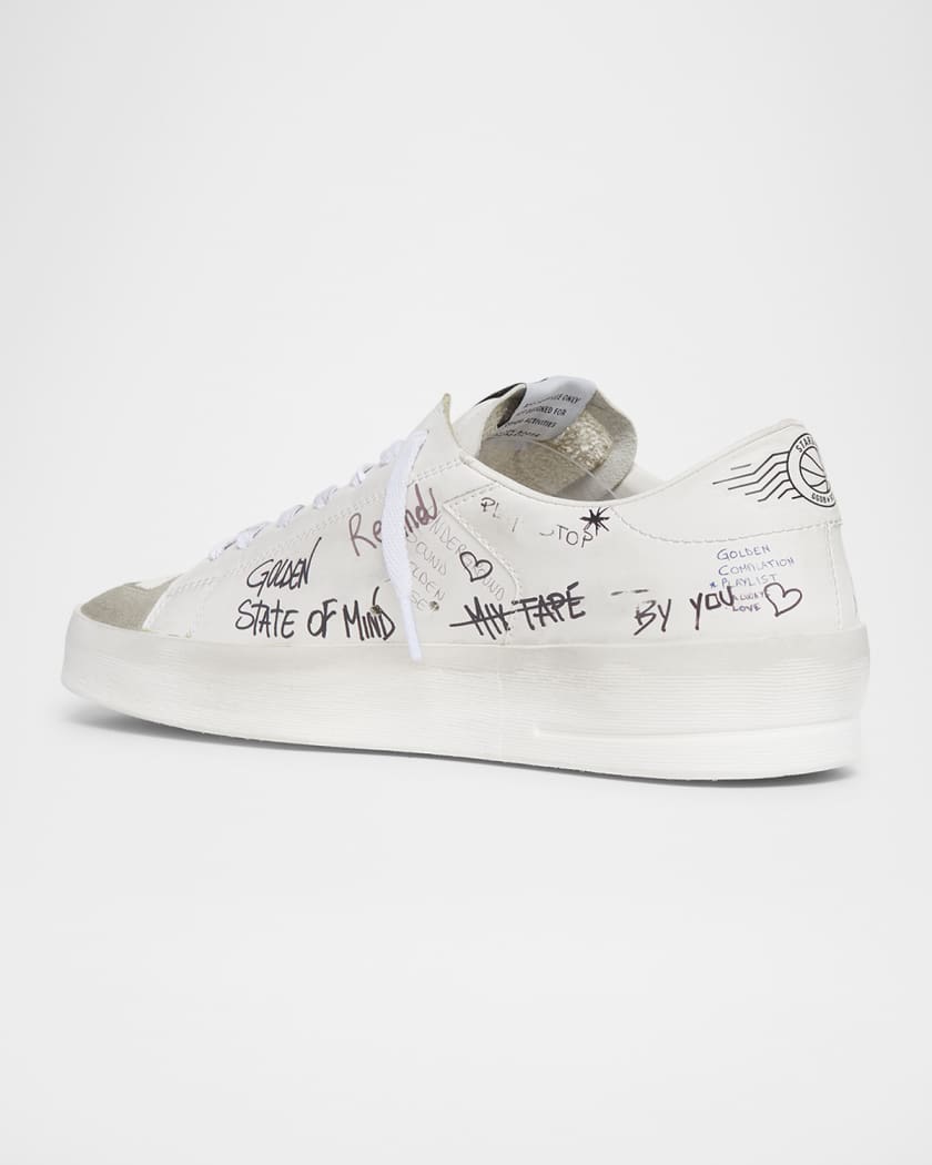 Men's Stardan Graffiti Leather Low-Top Sneakers