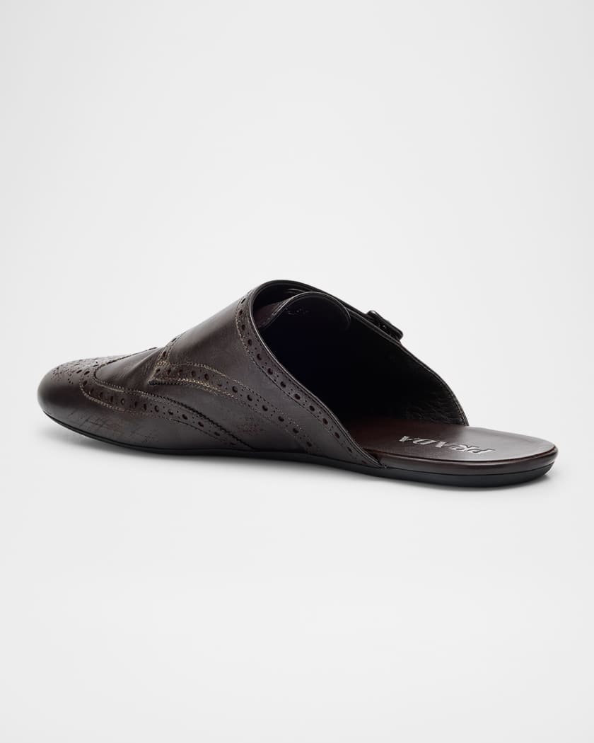 Men's Shuffle Leather Double-Monk Strap Mules
