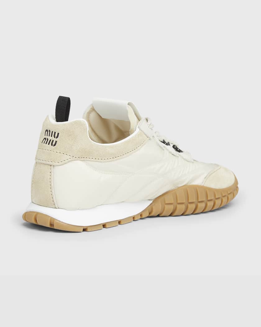 Low-Top Nylon & Leather Sneakers