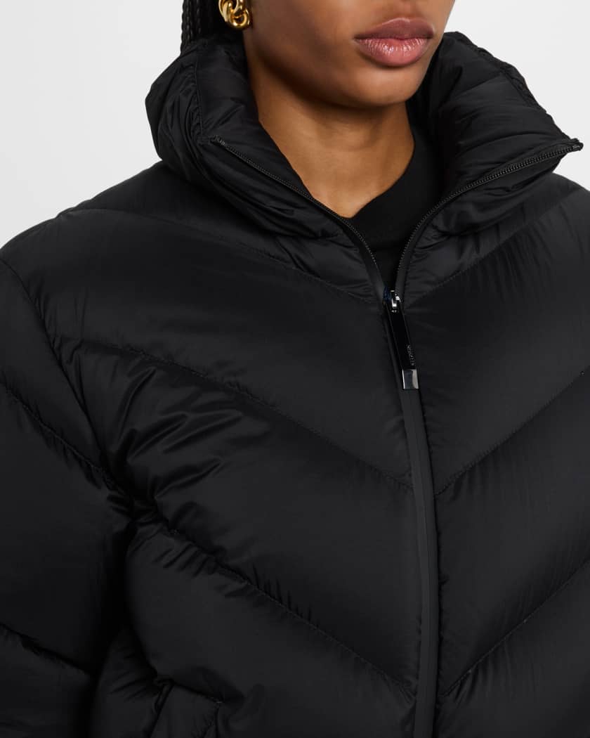 Moncler Grigan Quilted Down Logo Tape Jacket | Neiman Marcus