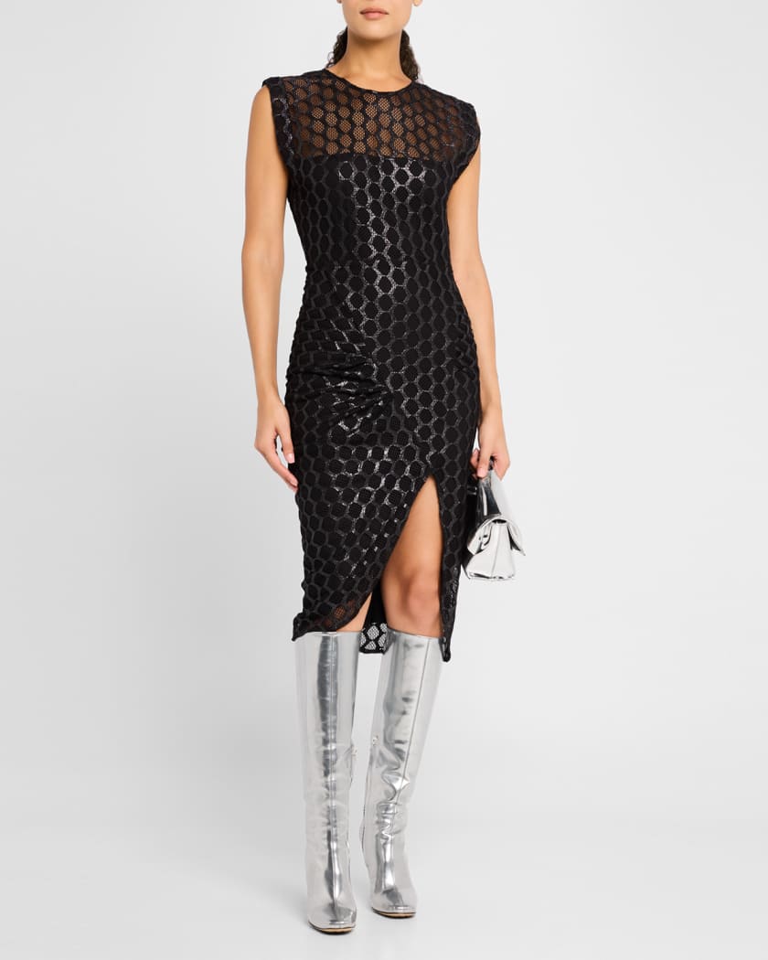 Zilaya Sleeveless Mesh Net Midi Dress