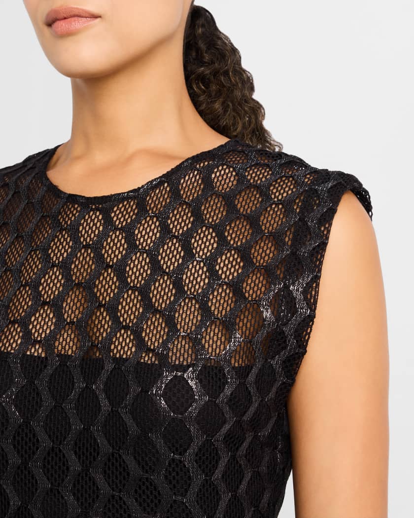 Zilaya Sleeveless Mesh Net Midi Dress