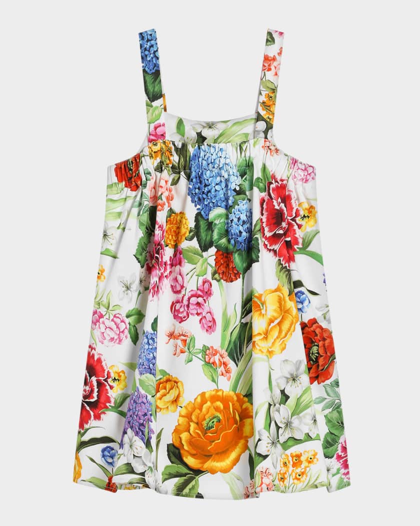 Girl's Floral-Print Pleated Dress, Size 8-14