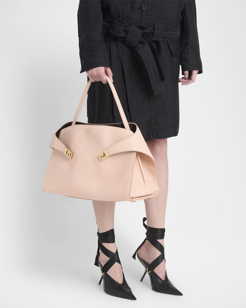 Medium Hug Soft Leather Bicolor Shoulder Bag