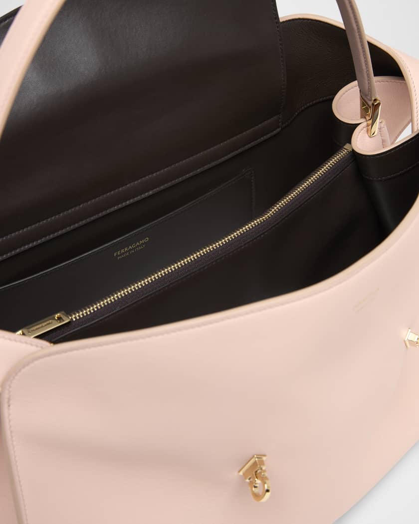 Medium Hug Soft Leather Bicolor Shoulder Bag