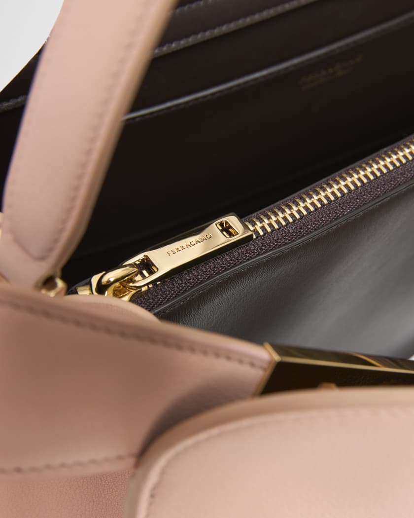 Medium Hug Soft Leather Bicolor Shoulder Bag