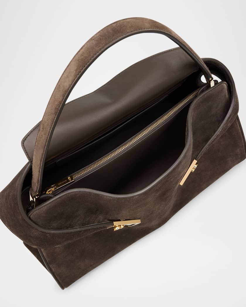 Medium Hug Soft Suede Bicolor Shoulder Bag