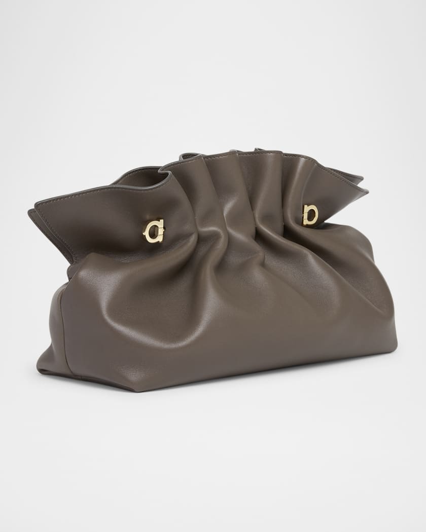 Piercing Medium Ruched Leather Shoulder Bag