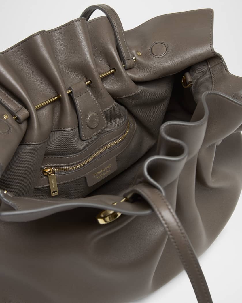 Piercing Medium Ruched Leather Shoulder Bag