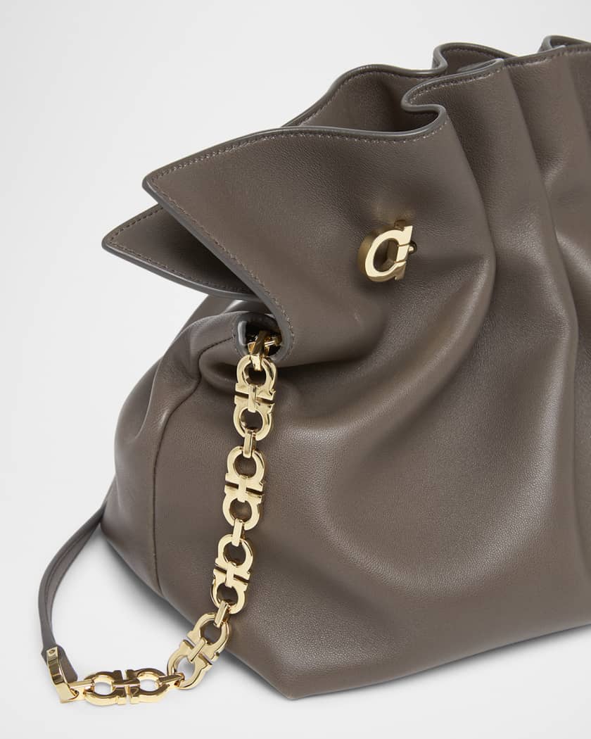 Piercing Medium Ruched Leather Shoulder Bag