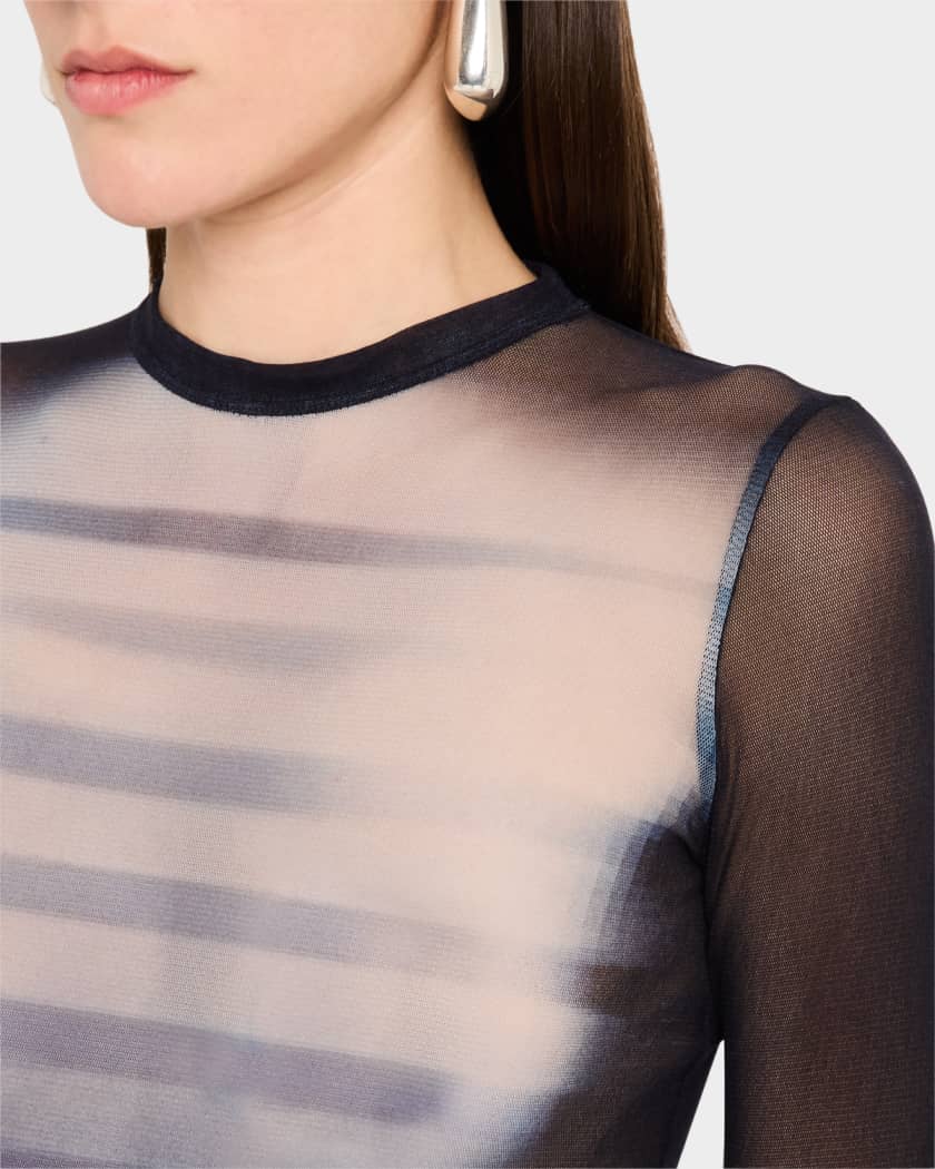 Le Male Print Long-Sleeve Mesh Mini Dress