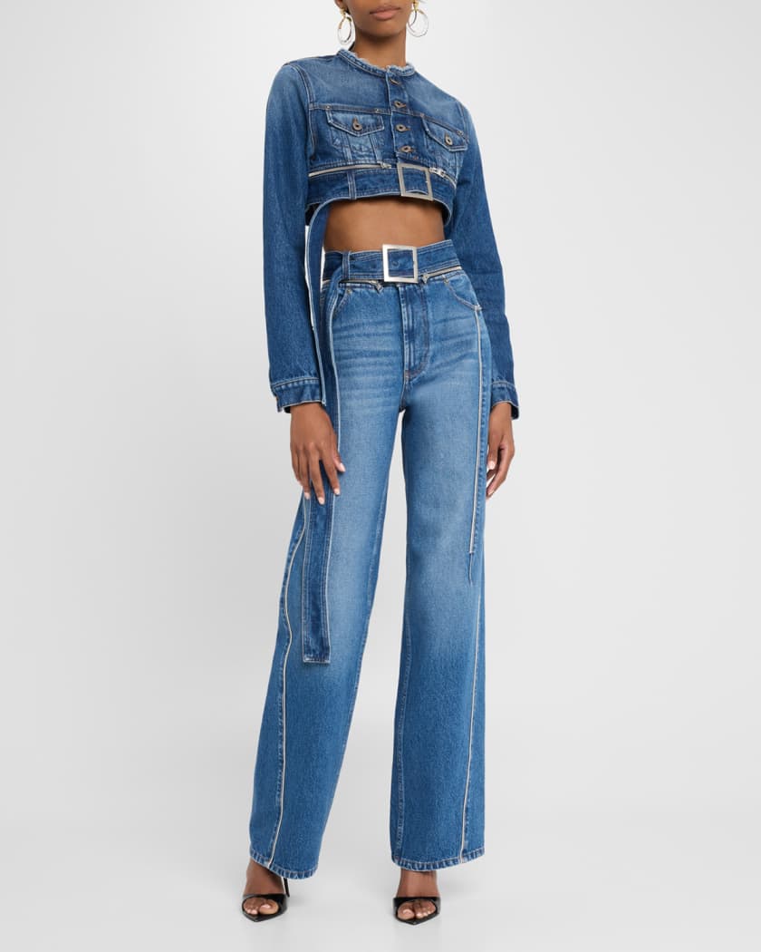 Jean Paul Gaultier Zip-Belt Straight-Leg Jeans | Neiman Marcus