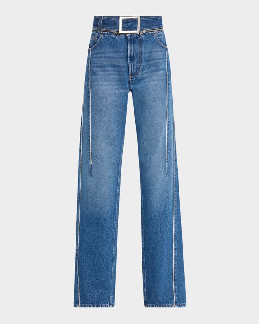 Jean Paul Gaultier Zip-Belt Straight-Leg Jeans | Neiman Marcus