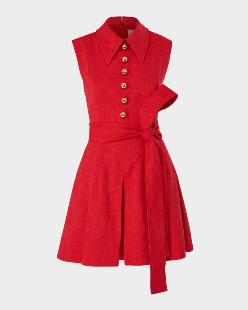 Carolina Herrera Sleeveless Pleated Mini Shirtdress | Neiman Marcus