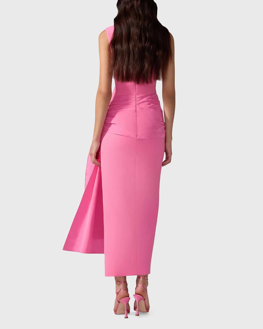 Sleeveless Hip-Sash Column Dress