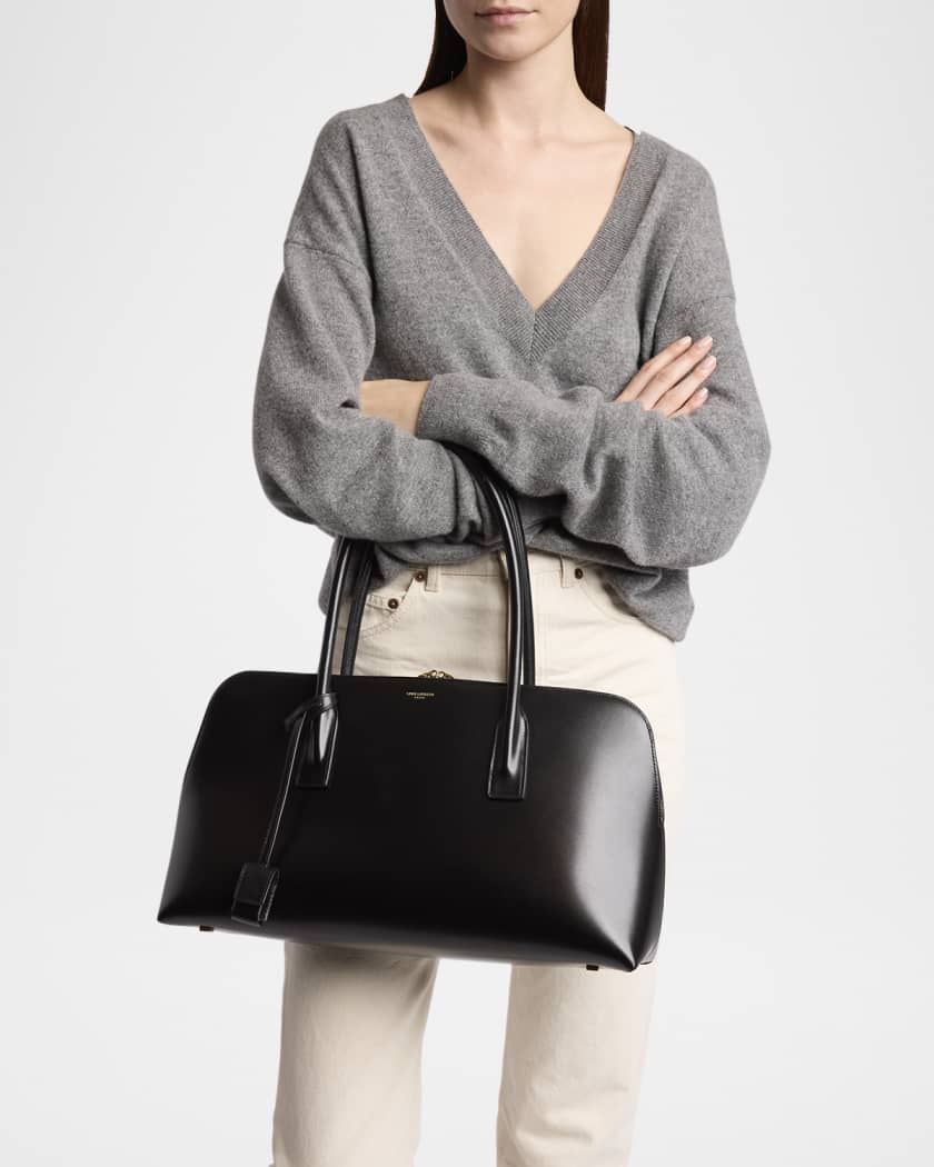 Sac de Jour Large Bowling Top-Handle Bag in Leather
