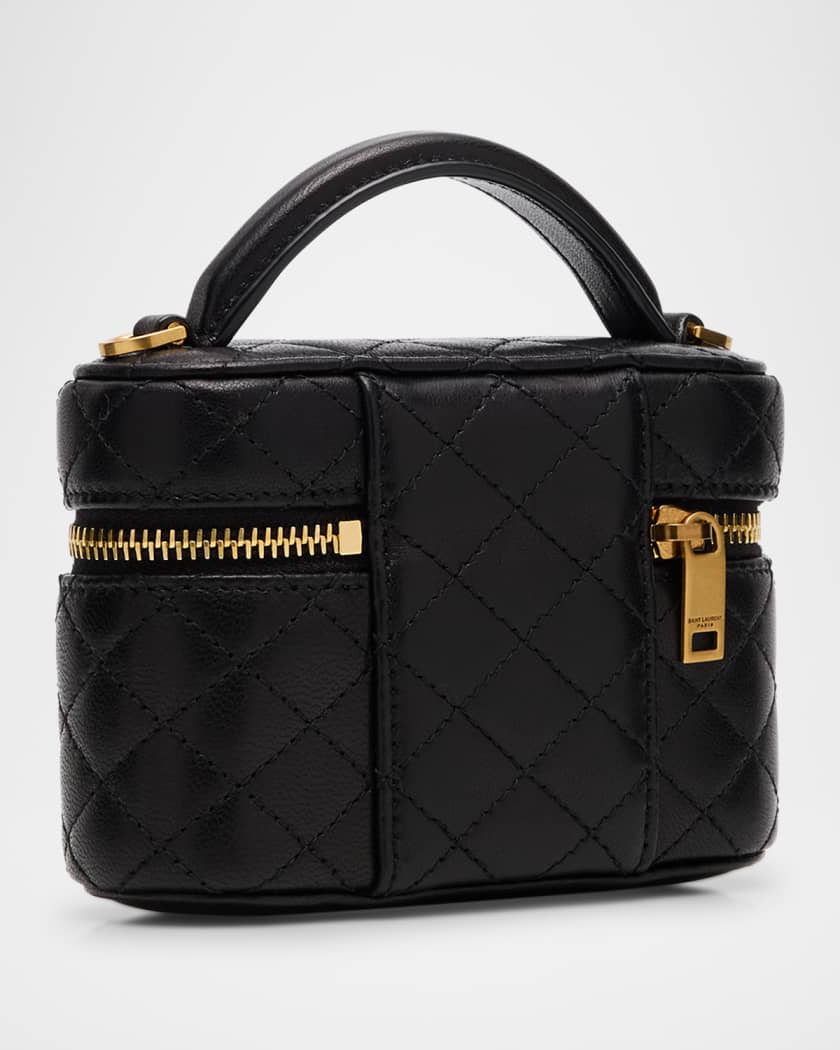 Micro Vanity Top-Handle Bag in Quilted Leather 
