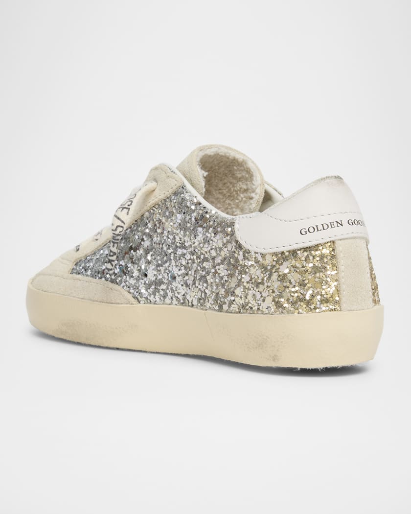 Girl's Super Star Glitter Leather Low-Top Sneakers, Toddler/Kids