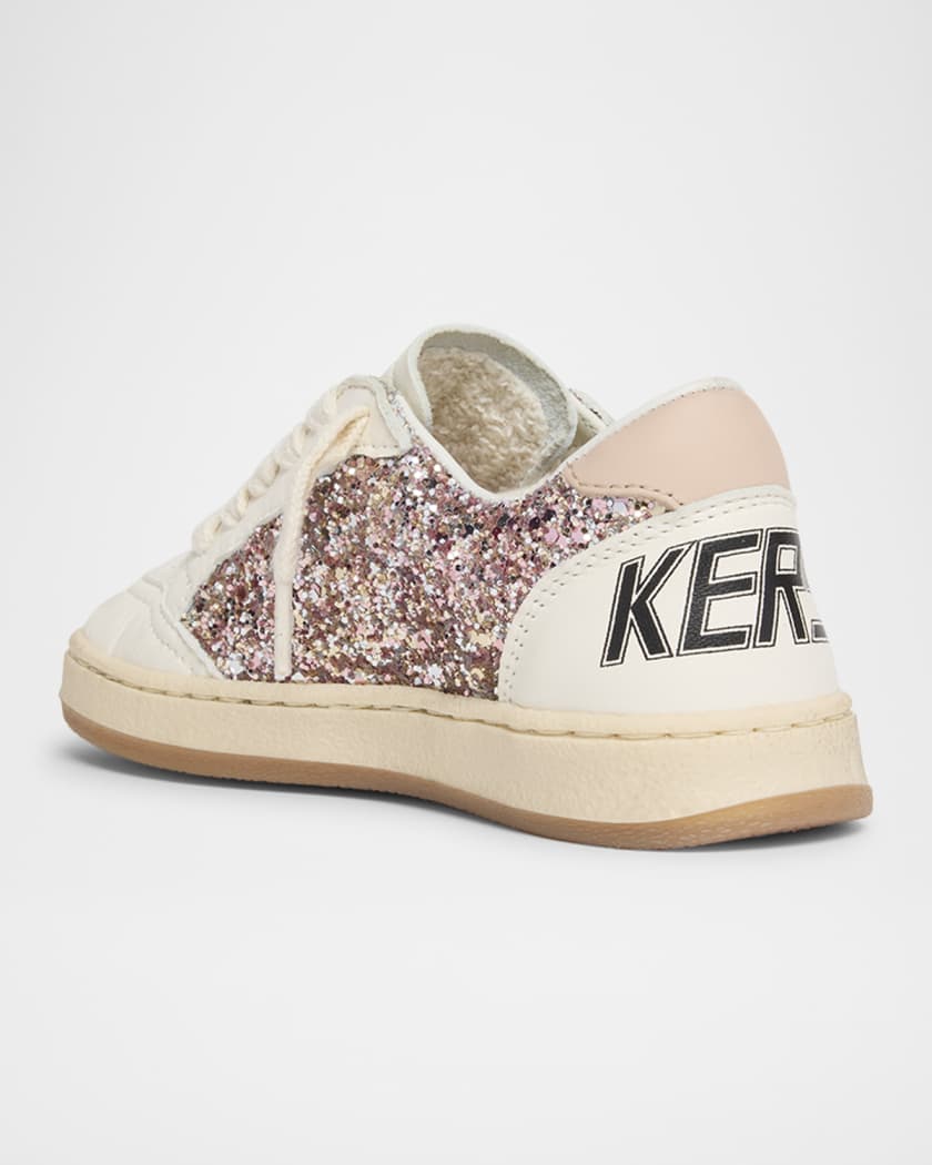 Girl's Ball Star Glitter and Leather Sneakers, Baby/Toddlers