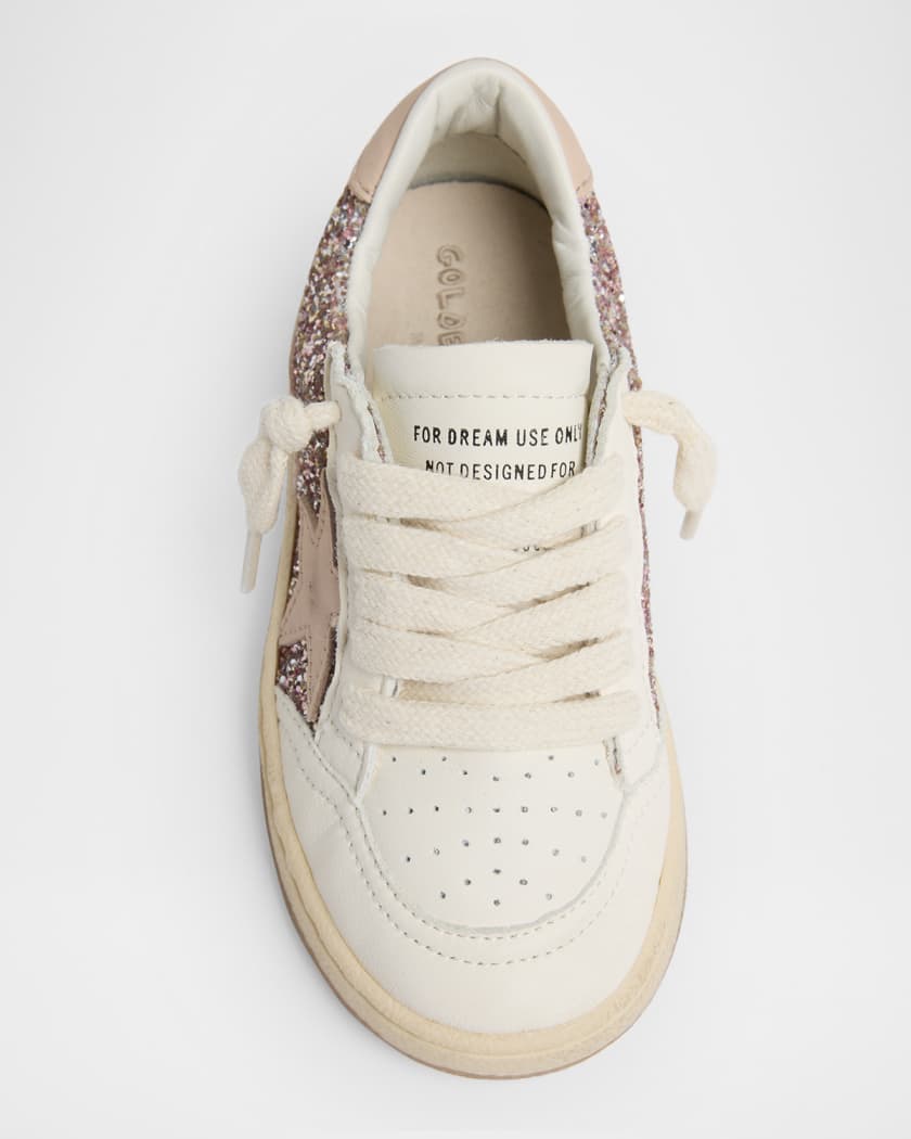 Girl's Ball Star Glitter and Leather Sneakers, Baby/Toddlers