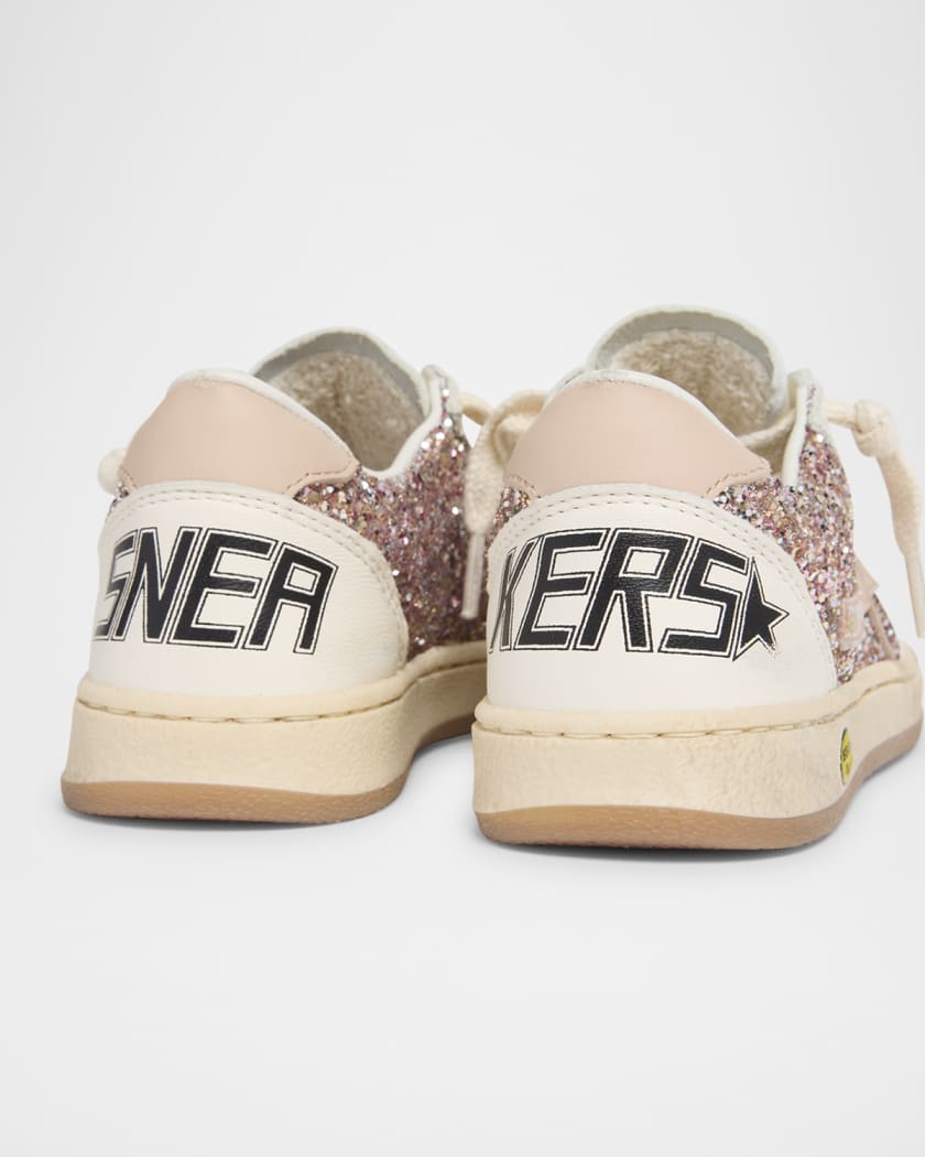 Girl's Ball Star Glitter and Leather Sneakers, Baby/Toddlers