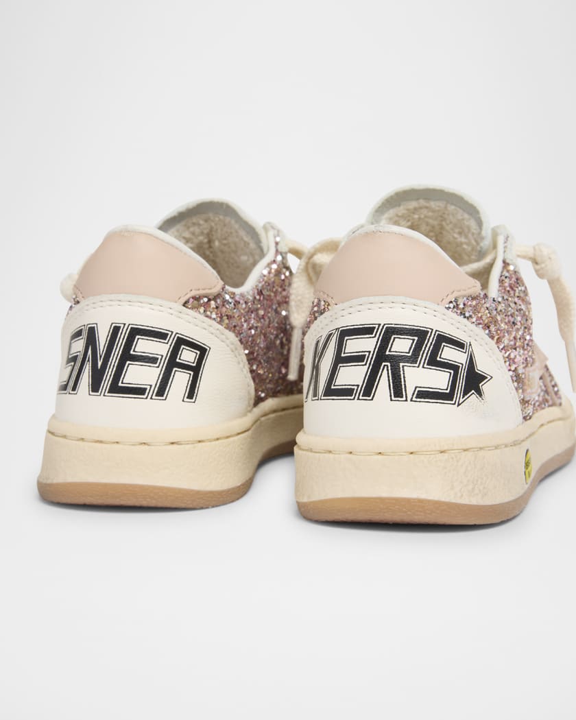 Girl's Ball Star Glitter and Leather Sneakers, Toddler/Kids