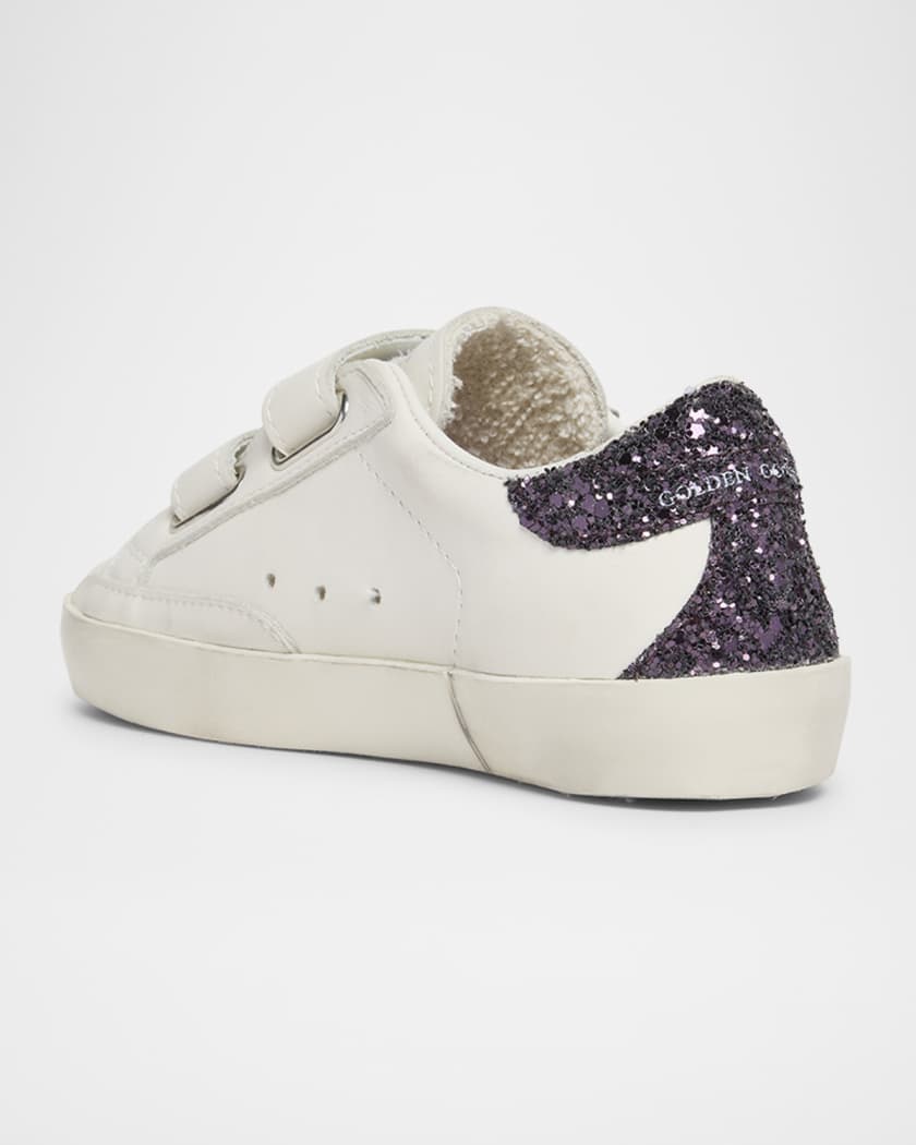 Girl's Old School Glitter Leather Sneakers, Baby/Toddlers
