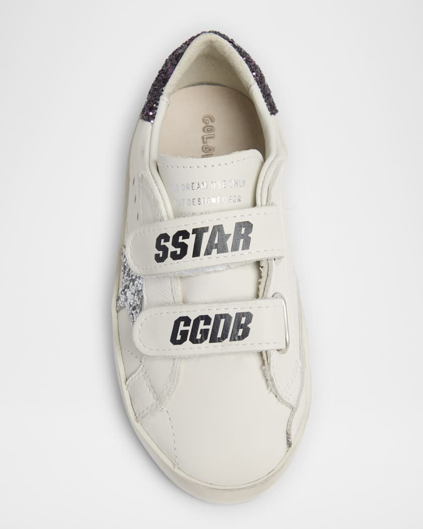 Girl's Old School Glitter Leather Sneakers, Baby/Toddlers