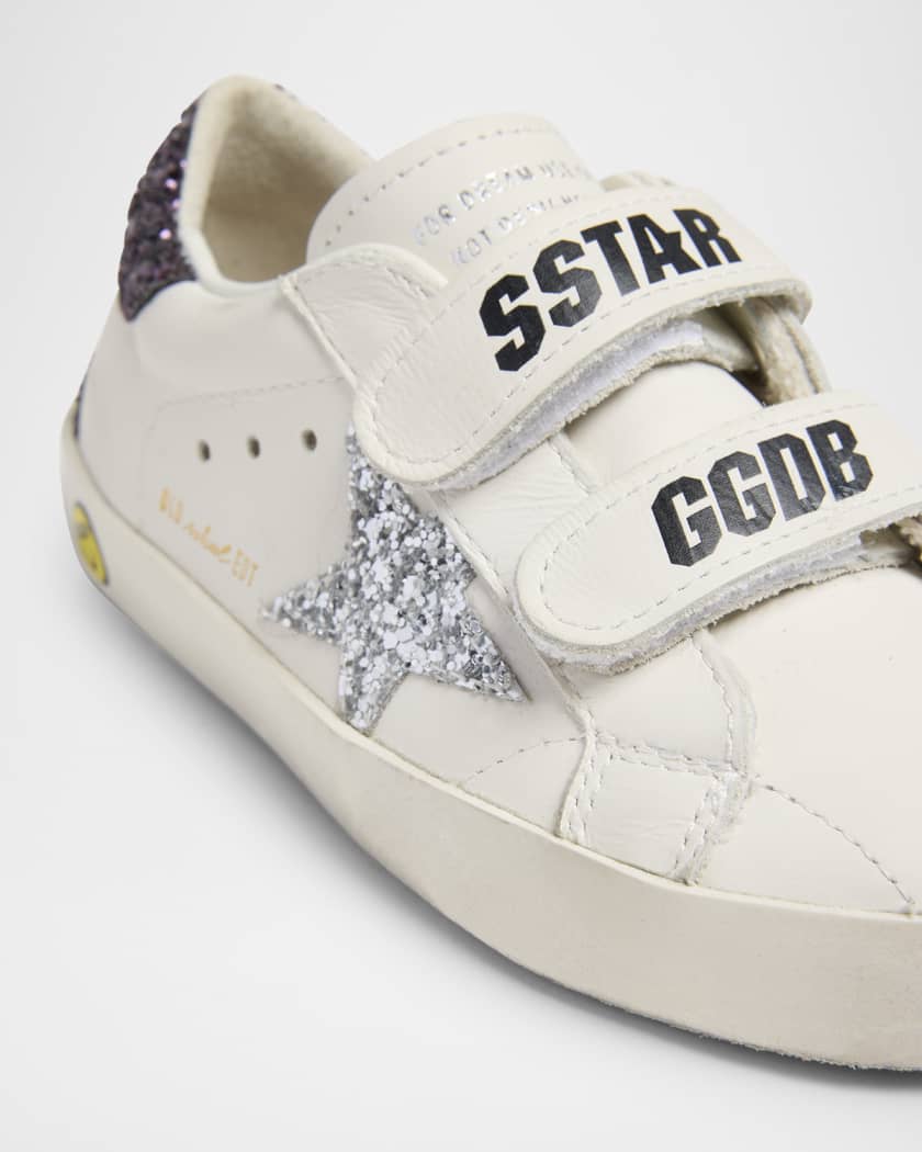 Girl's Old School Glitter Leather Sneakers, Baby/Toddlers