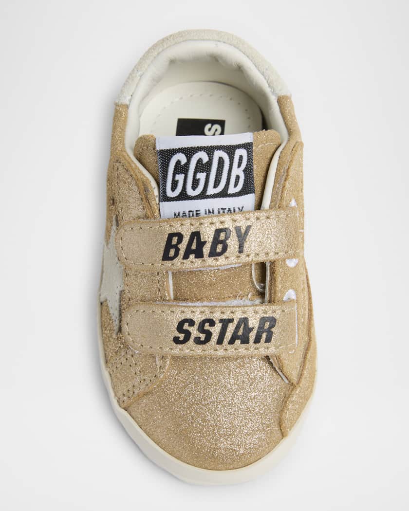 Girl's School Metallic Suede Star Sneakers, Baby