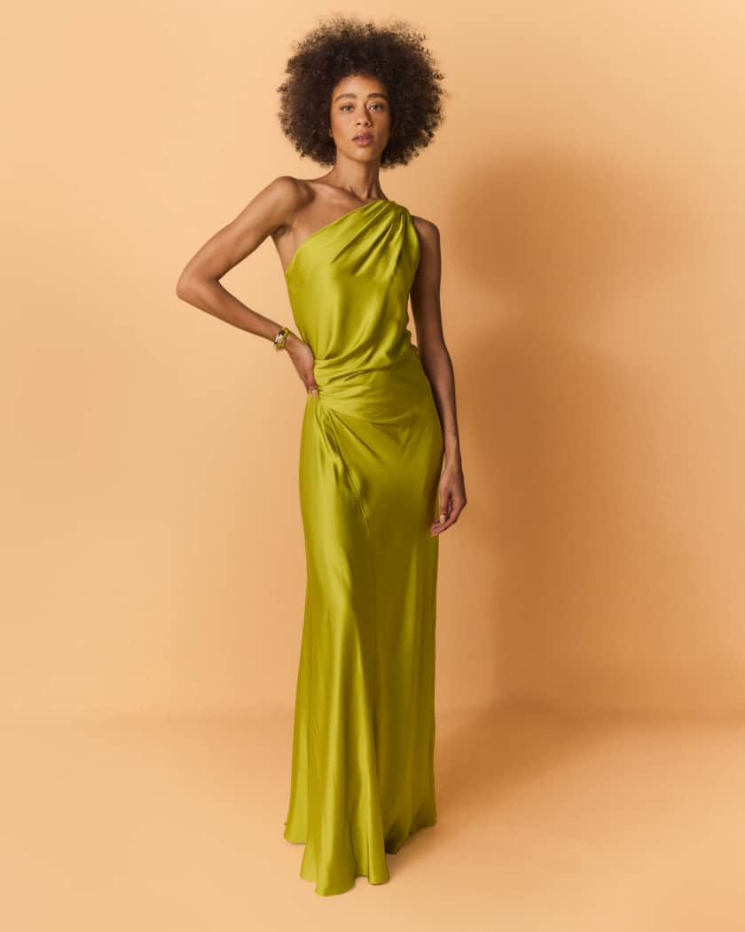 Aster One-Shoulder Satin Gown