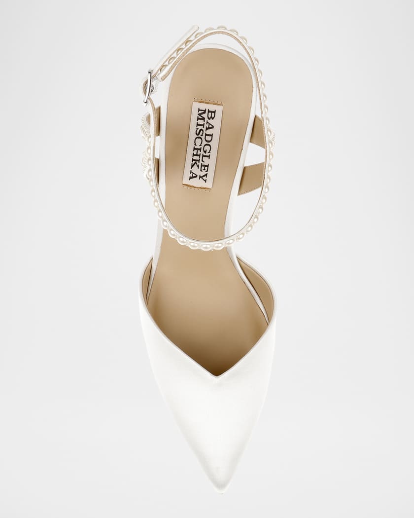 Destinee Pearly Pointed Satin Pumps