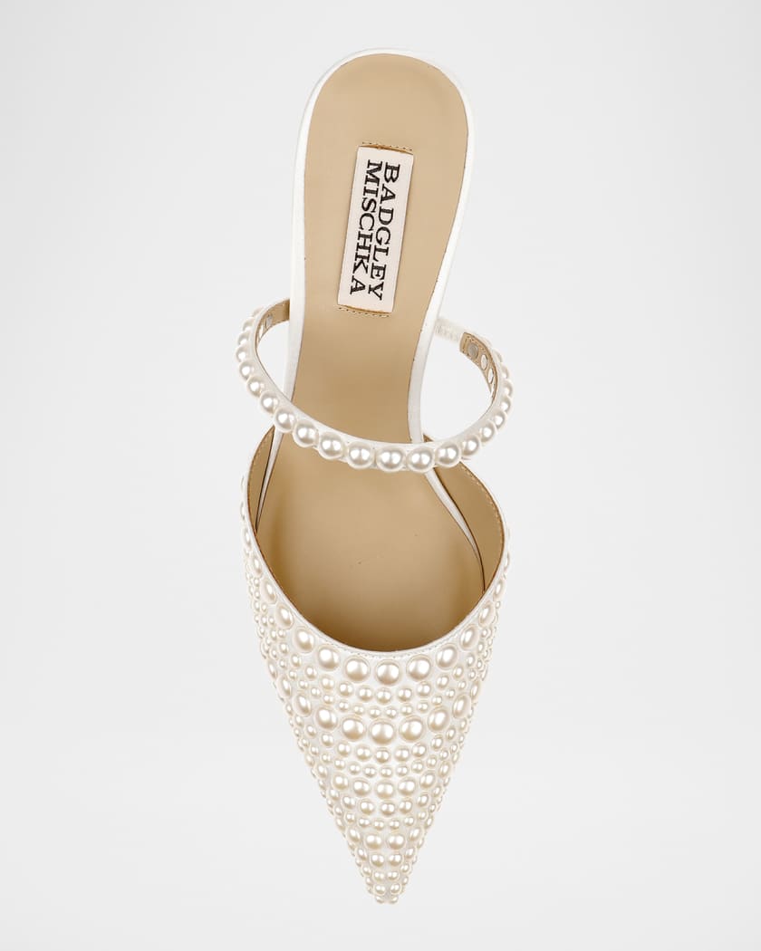 Duchess Pointed Pearly Mule Pumps
