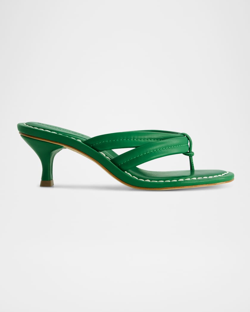Miami Kitten-Heel Leather Mule Sandals