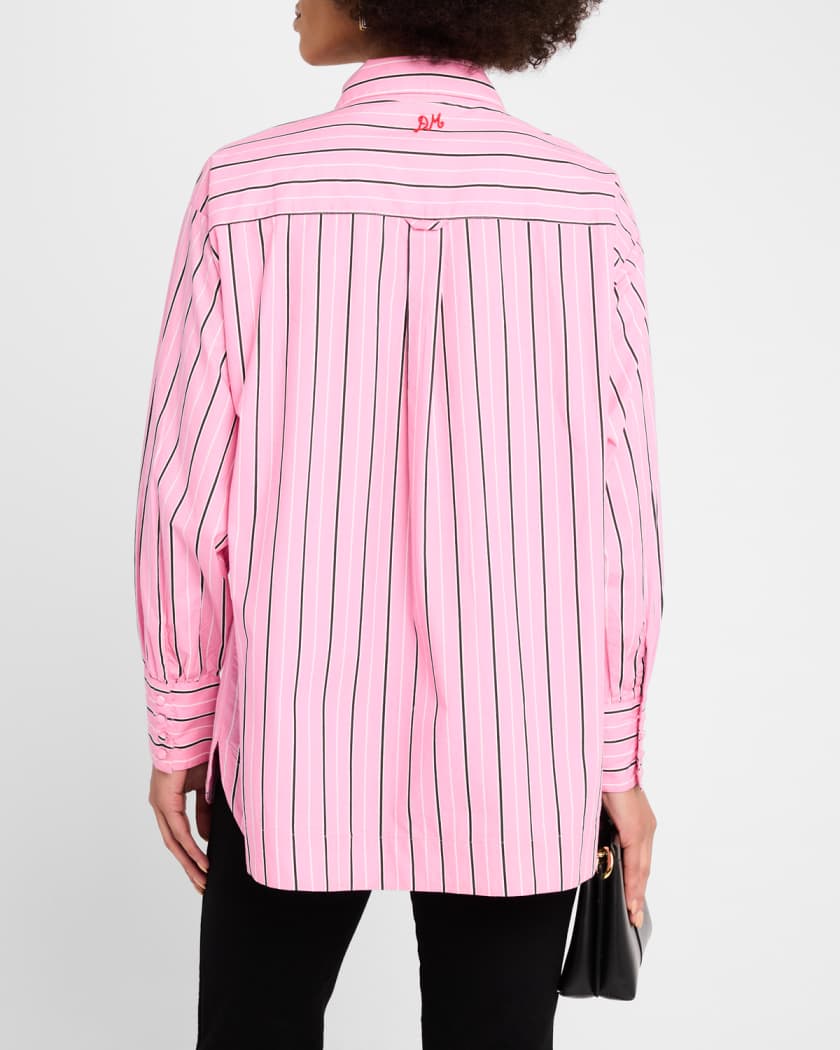 Carmy Striped Double-Breasted Ties Shirt