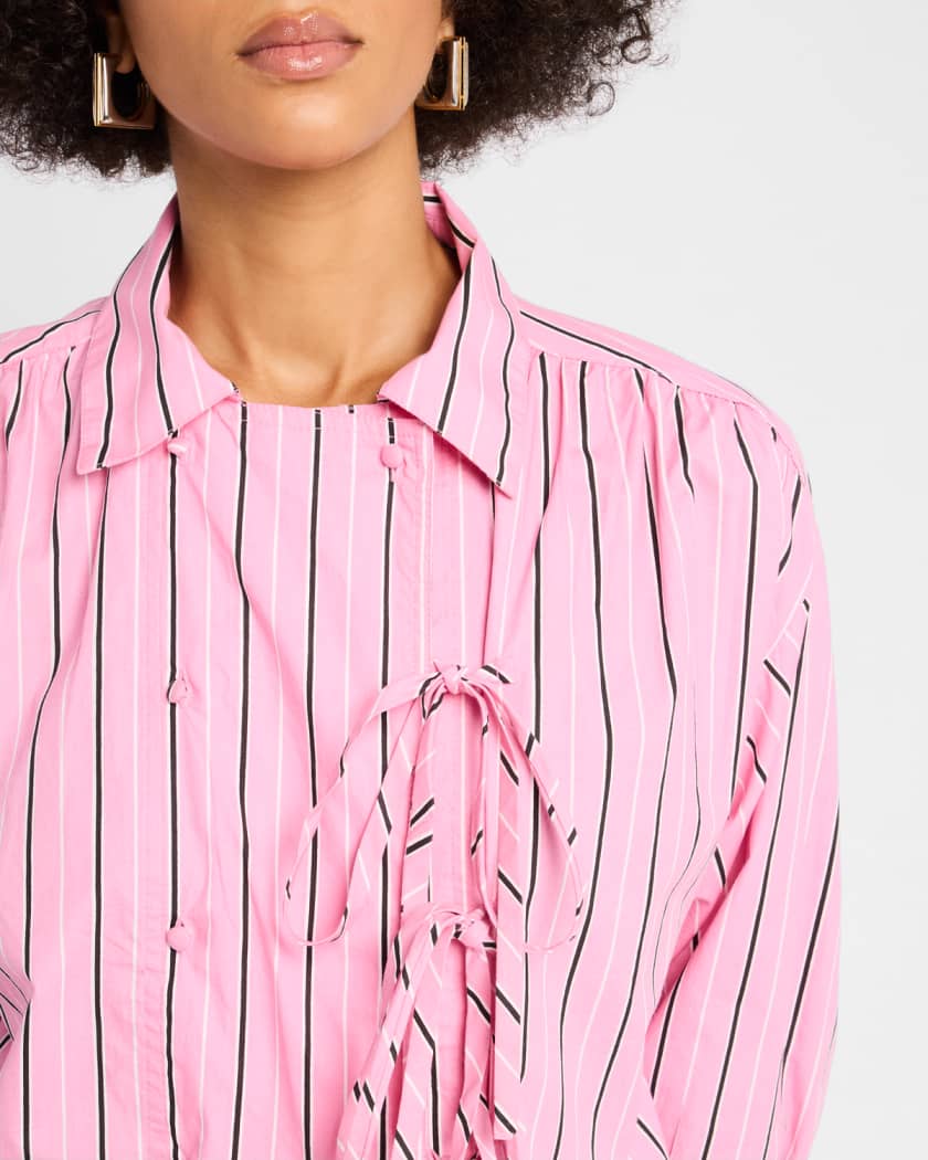 Carmy Striped Double-Breasted Ties Shirt