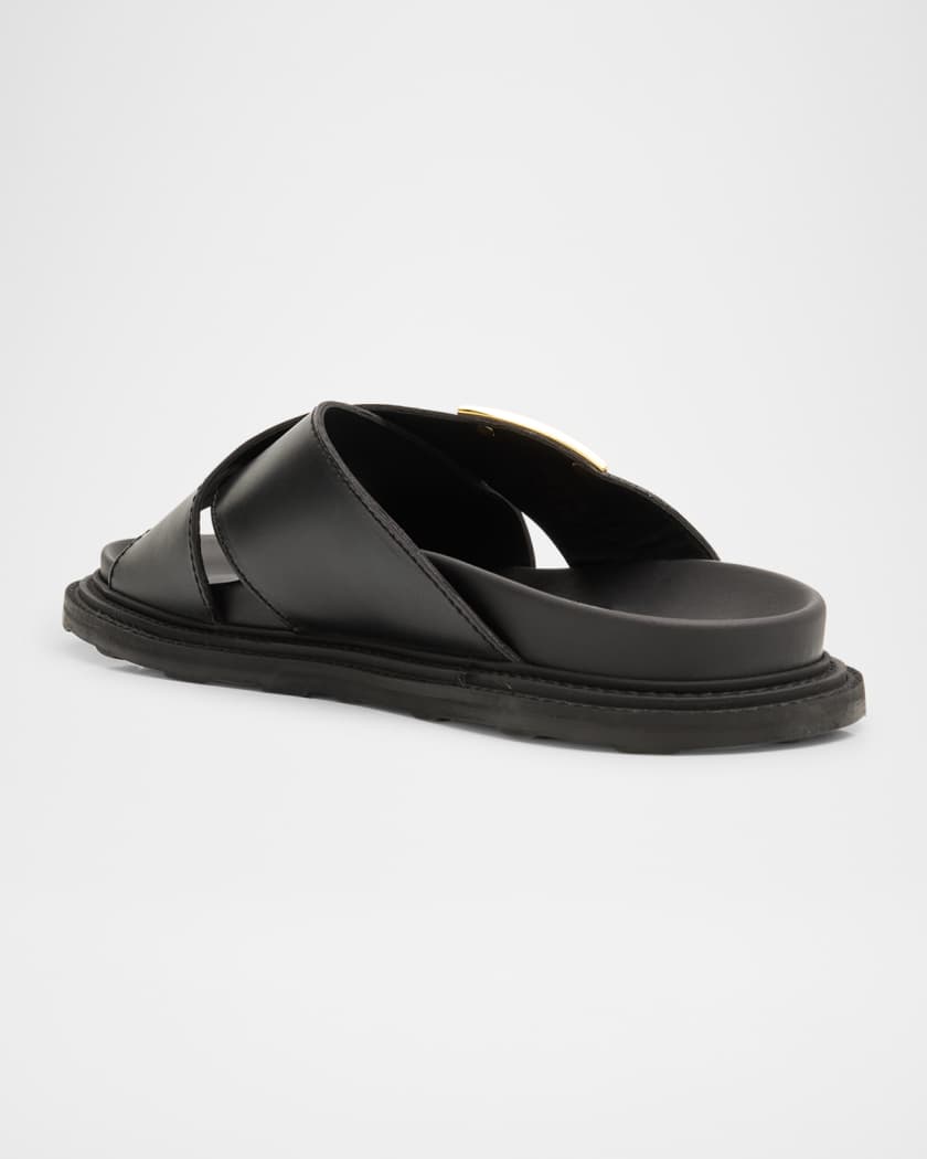 Men's Calfskin Leather Slide Sandals