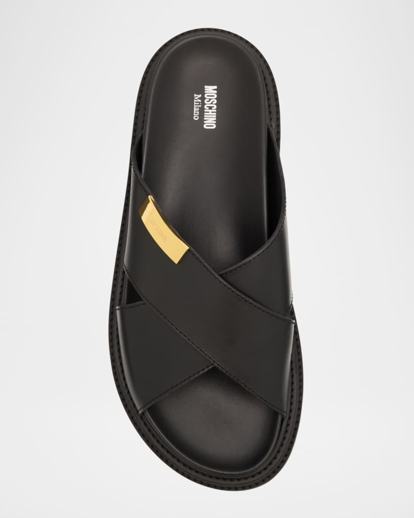 Men's Calfskin Leather Slide Sandals