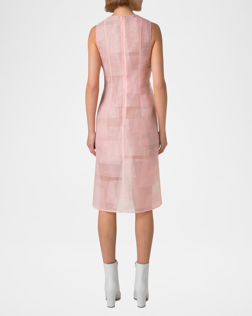 Layered Trapezoid Techno Organza Sleeveless Dress