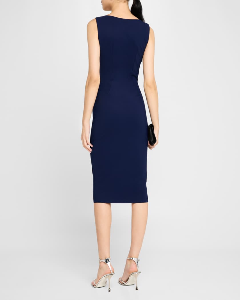 Italica Floral-Embroidered Midi Sheath Dress