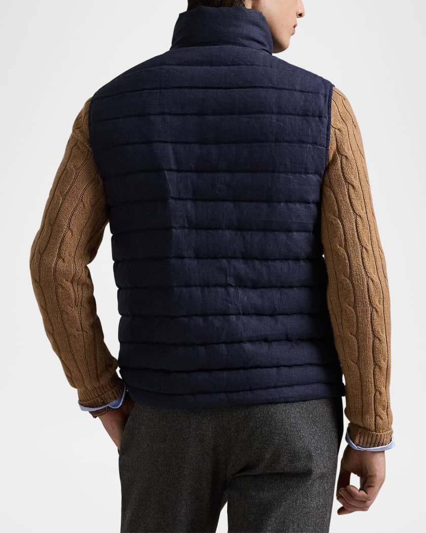 Men's Quilted Linen Down Vest