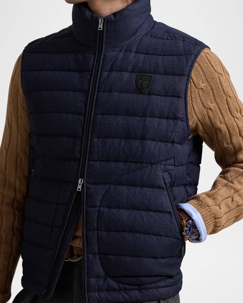 Men's Quilted Linen Down Vest